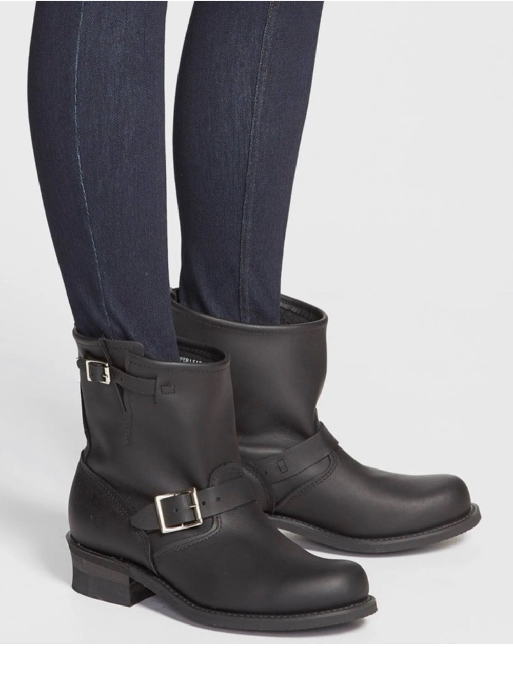 Frye Viv Short Engineer Boots Black Leather Size 10 / EU 40